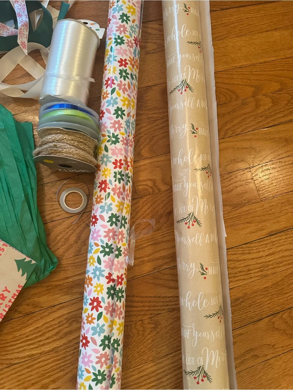 Gift Wrap Set. Wrapping paper, stickers, ribbon, tissue paper, gift bag, etc